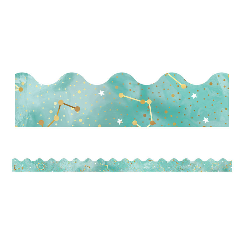 Carson-Dellosa Galaxy Scalloped Bulletin Board Borders, 3ft x 2-1/4in, Constellations, Pack Of 13 Strips MPN:108381