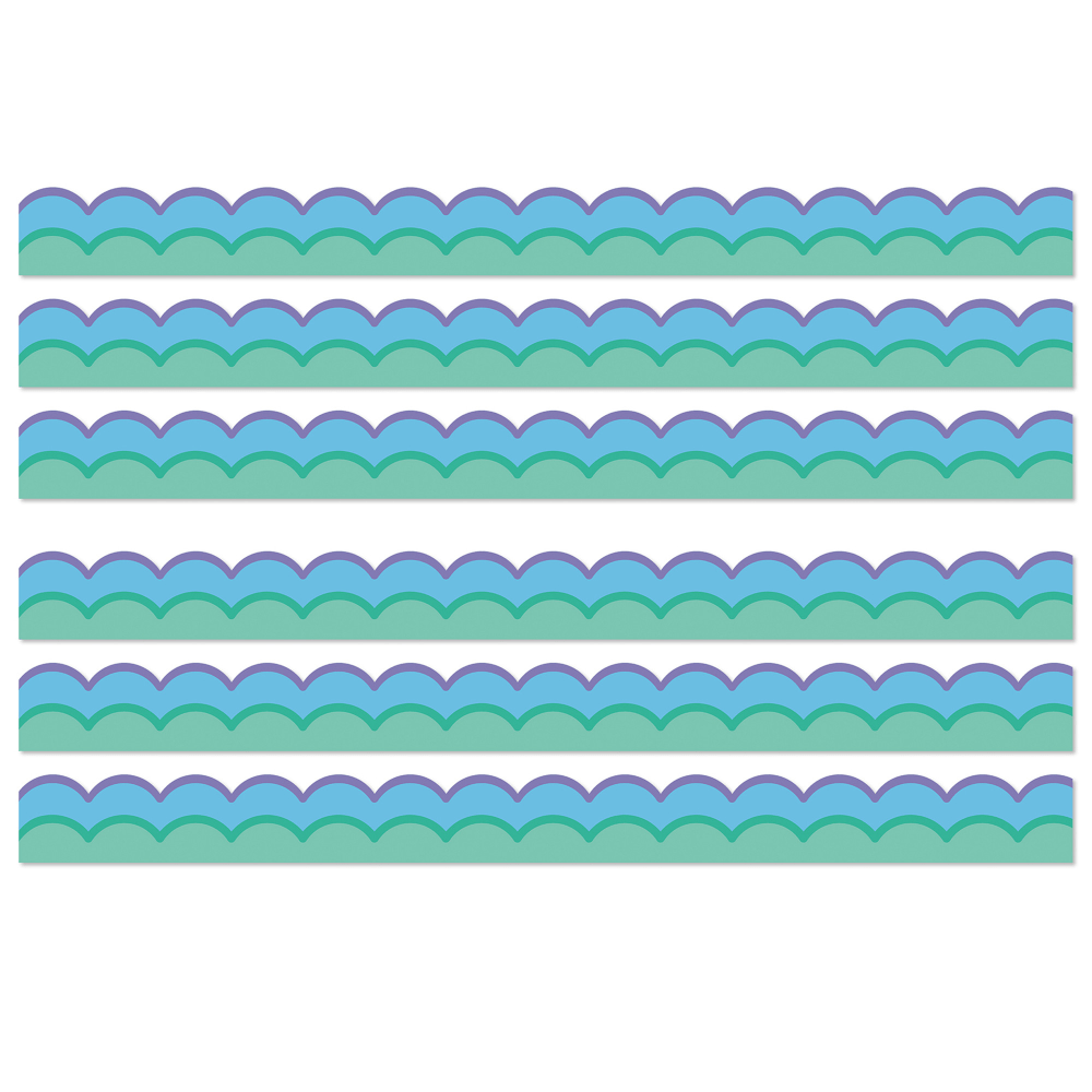 Carson Dellosa Education Scalloped Border, Happily Ever Elementary Retro Remix Cool Waves, 39 Feet Per Pack, Set Of 6 Packs MPN:CD-108540-6