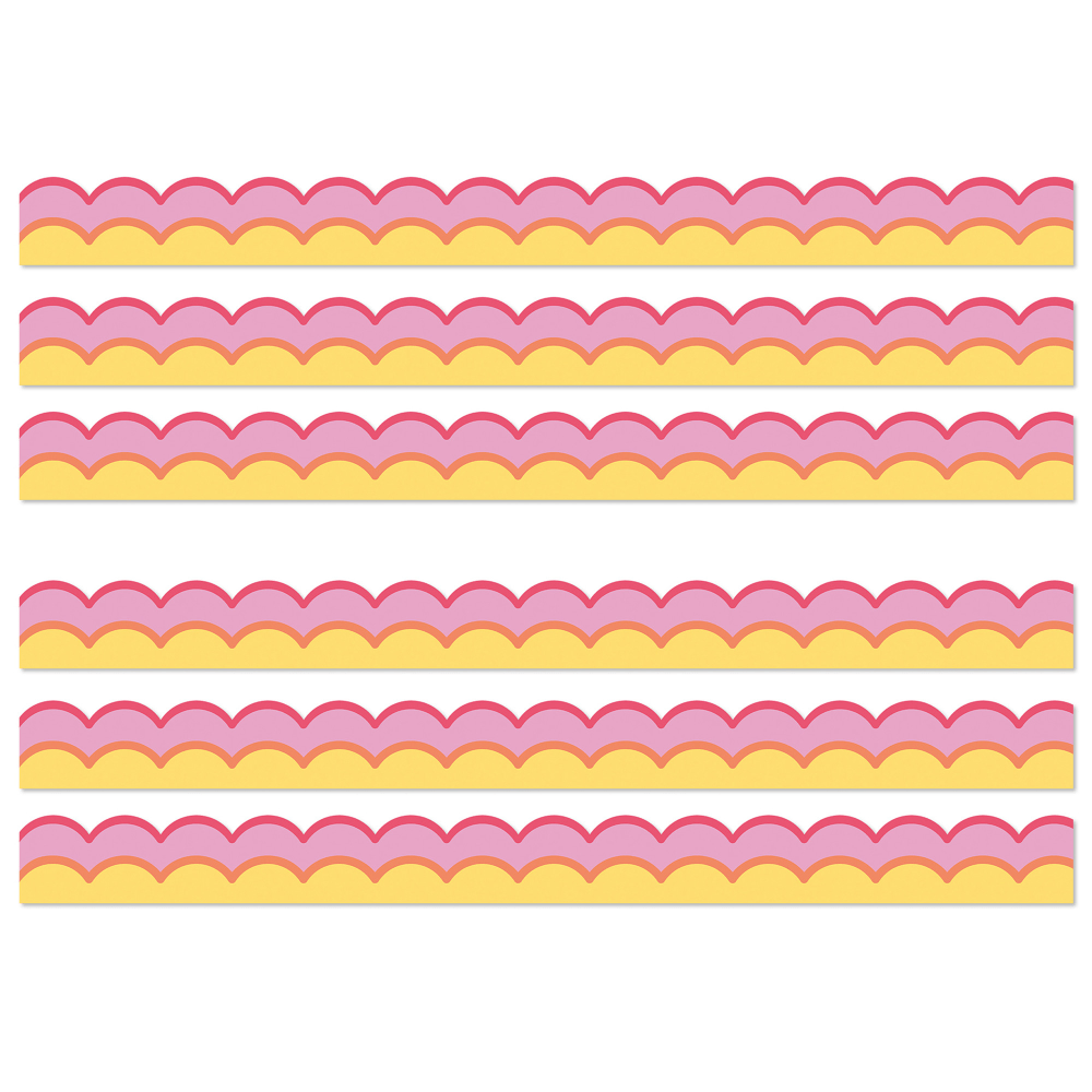 Carson Dellosa Education Scalloped Border, Happily Ever Elementary Retro Remix Warm Waves, 39 Feet Per Pack, Set Of 6 Packs MPN:CD-108541-6