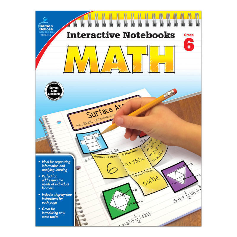 Carson-Dellosa Interactive Notebook For Math, Grade 6 MPN:104910
