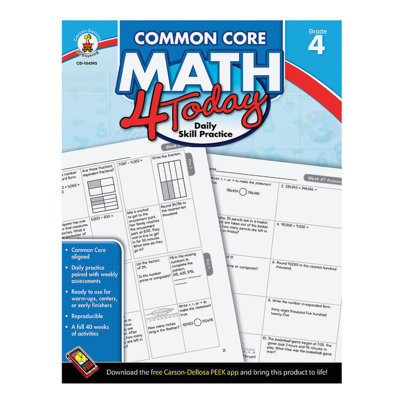 Carson-Dellosa Common Core Math 4 Today, Grade 4 MPN:104593