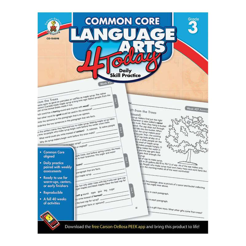 Carson-Dellosa Common Core Language Arts 4 Today, Grade 3 MPN:104598