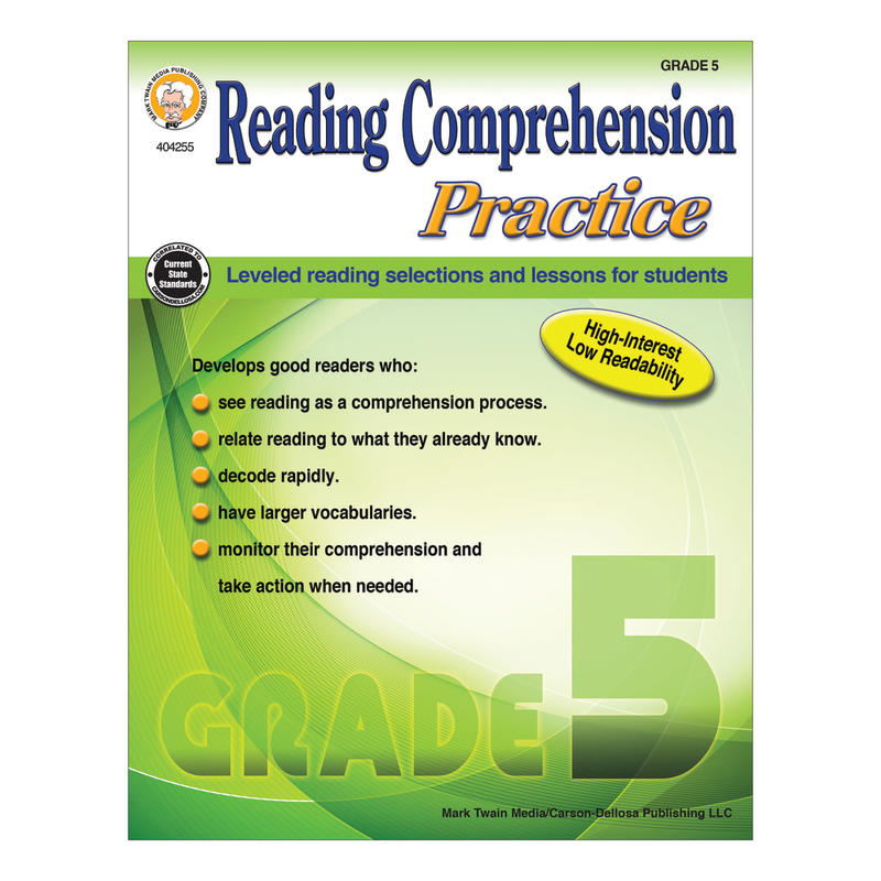 Mark Twain Media Reading Comprehension Practice, Grade 5 MPN:404255