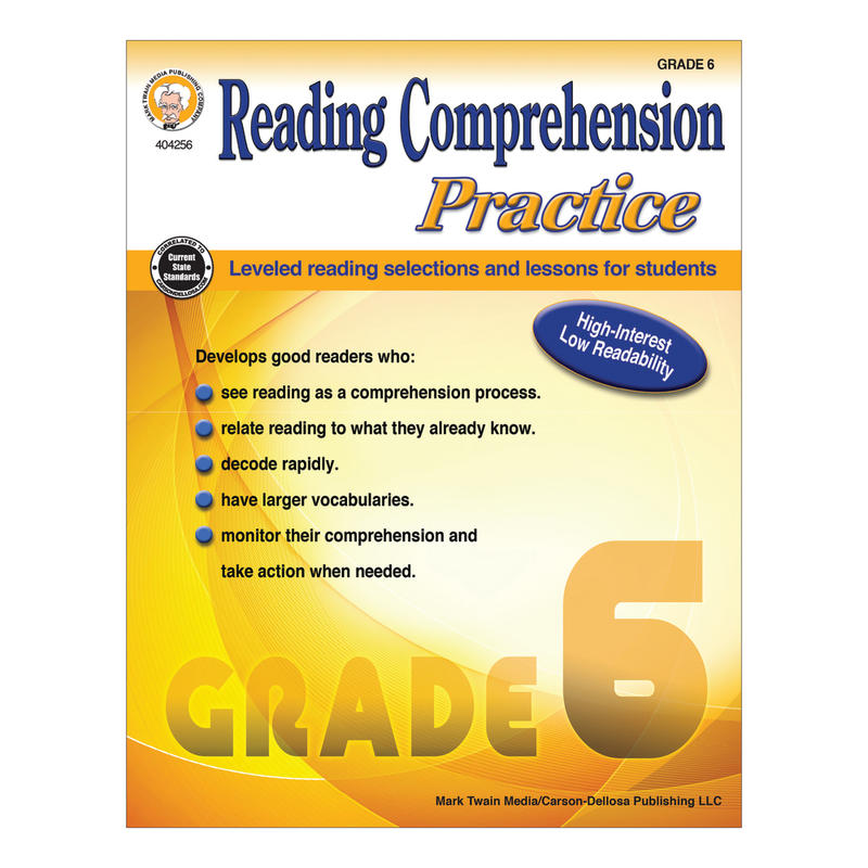Mark Twain Media Reading Comprehension Practice, Grade 6 MPN:404256