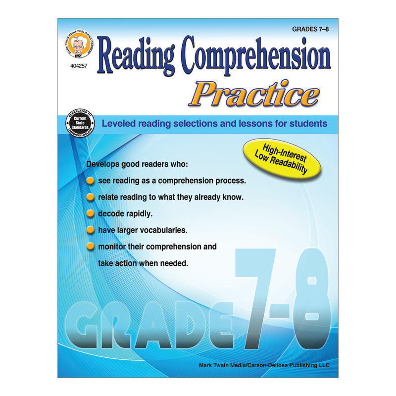 Mark Twain Media Reading Comprehension Practice, Grades 7-8 MPN:404257