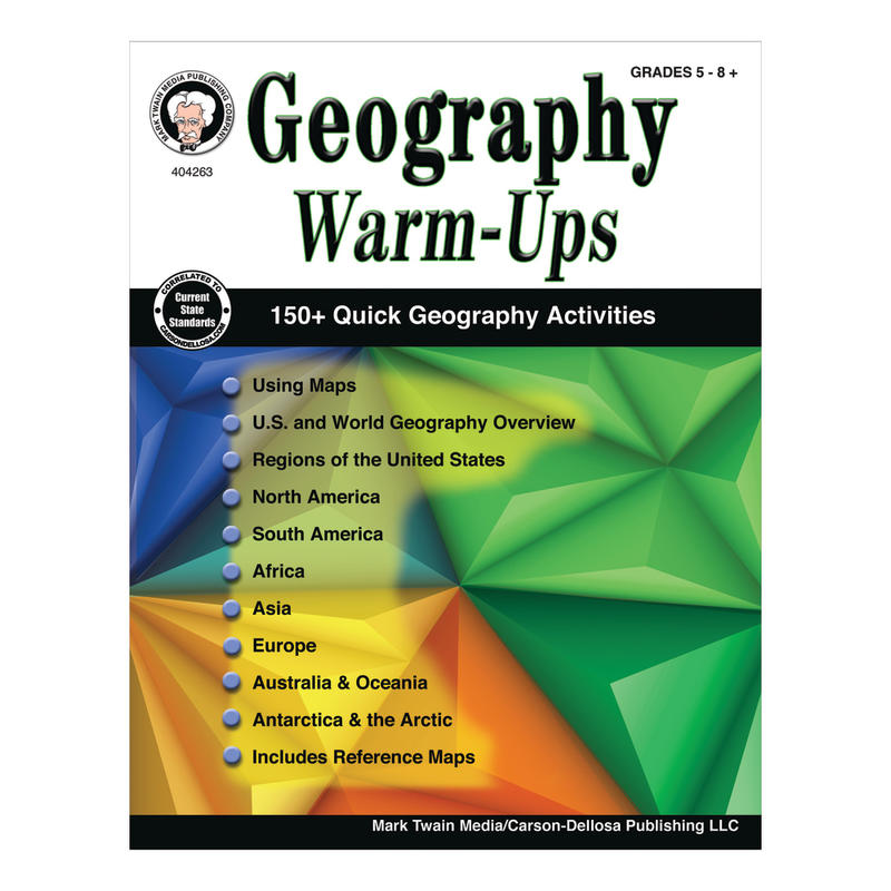 Mark Twain Media Geography Warm-Ups, Grades 5-8 MPN:404263