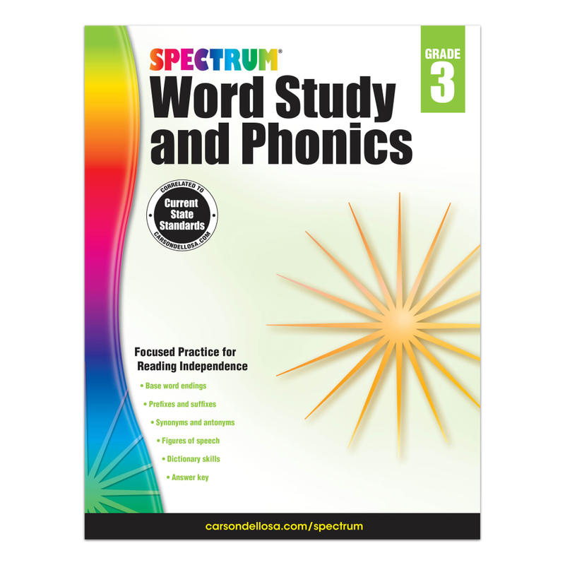 Carson-Dellosa Spectrum Word Study And Phonics Workbook, Grade 3 MPN:704606