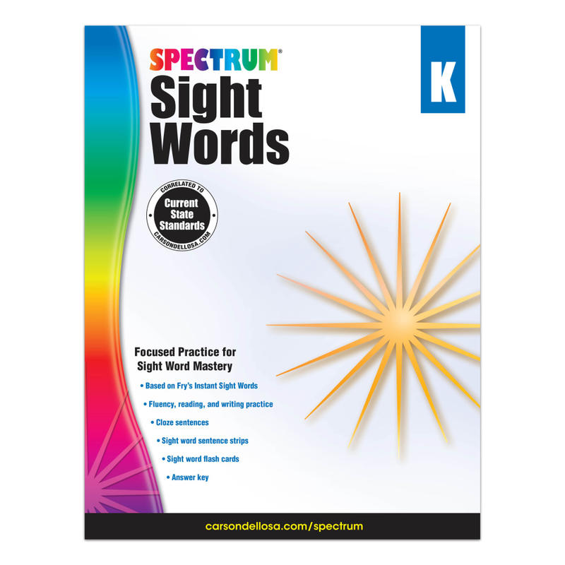 Spectrum Sight Words, Kindergarten MPN:704614
