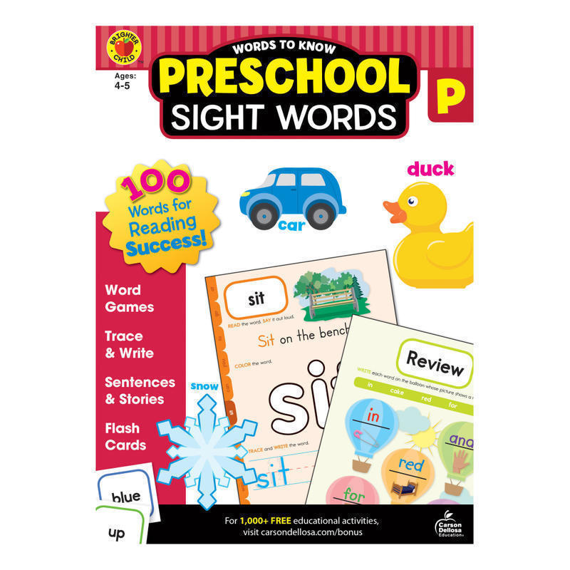 Brighter Child Words To Know Workbook, Sight Words, Preschool MPN:705233