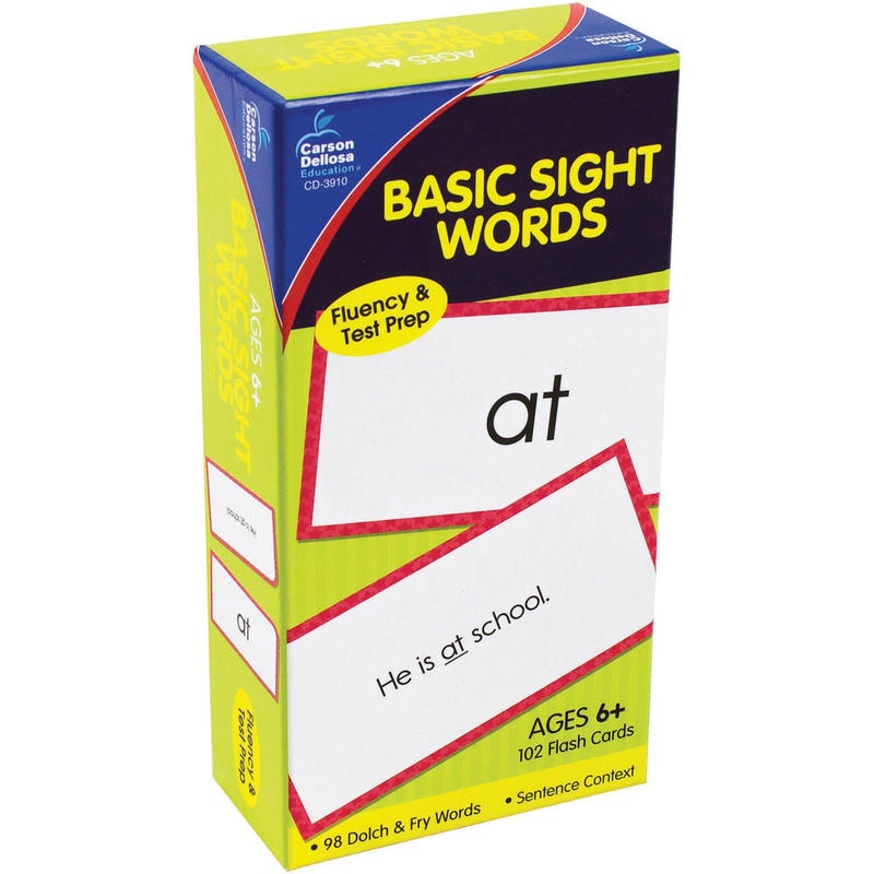 Carson-Dellosa Flash Cards - Basic Sight Words, Pack Of 102 MPN:CD3910
