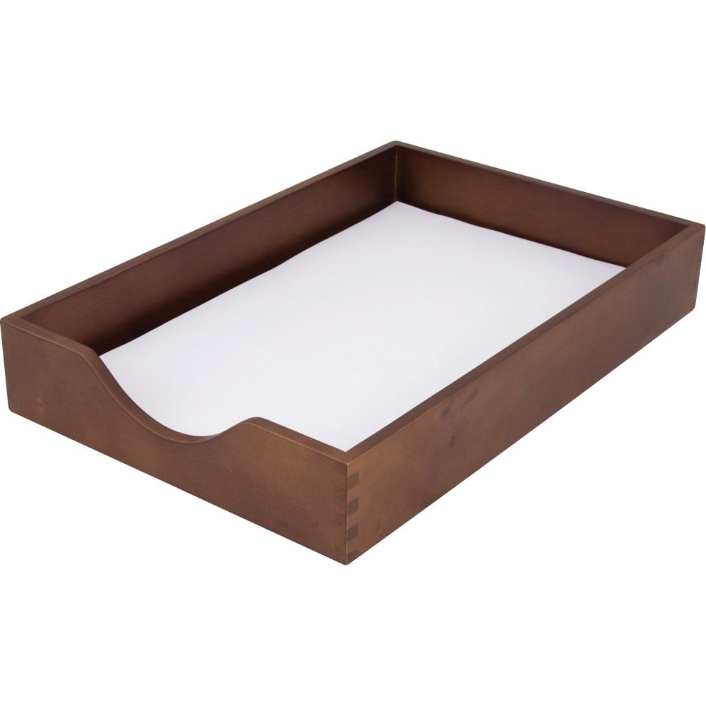 Carver Walnut Finish Solid Wood Desk Trays, 11inH x 3 1/2inW x 16inD, Walnut/Oak (Min Order Qty 3) MPN:CW07222