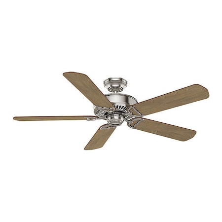 Decorative Ceiling Fan, 54 In Blade Dia, 5 Blades, 4 Speeds, 120, Brushed Nickel MPN:55067