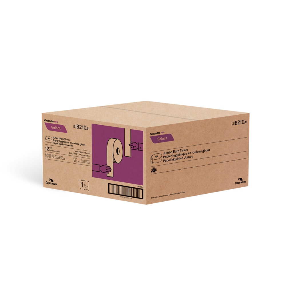Cascades PRO Select Jumbo Roll 1-Ply Toilet Paper, 2000ft Per Roll, Pack Of 12 Rolls (Min Order Qty 2) MPN:B210