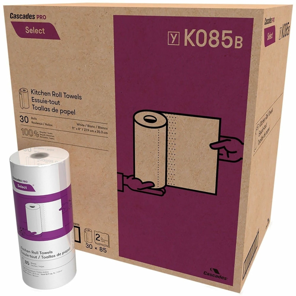 Cascades PRO Select Kitchen Roll Towels - 2 Ply - 30 Rolls Per Container - 30 / Box MPN:K085