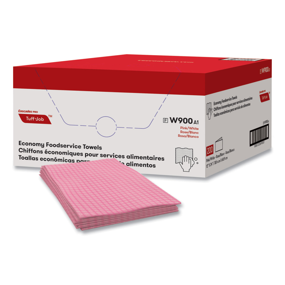 Cascades PRO Tuff-Job Foodservice Towels, 12 x 24, Pink/White, 200/Carton MPN:W900