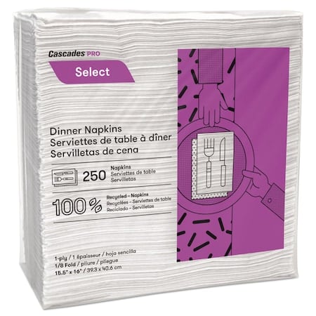 Dinner Napkin, 1/8 Fold, White, PK3000 MPN:N050