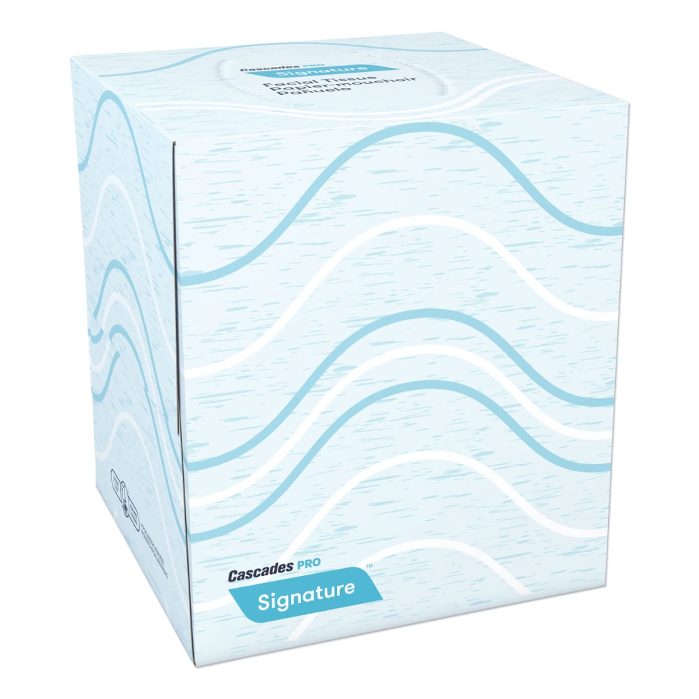 Cascades PRO Signature Facial Tissue, 2-Ply, White, Cube, 90 Sheets/Box, 36 Boxes/Carton MPN:F710