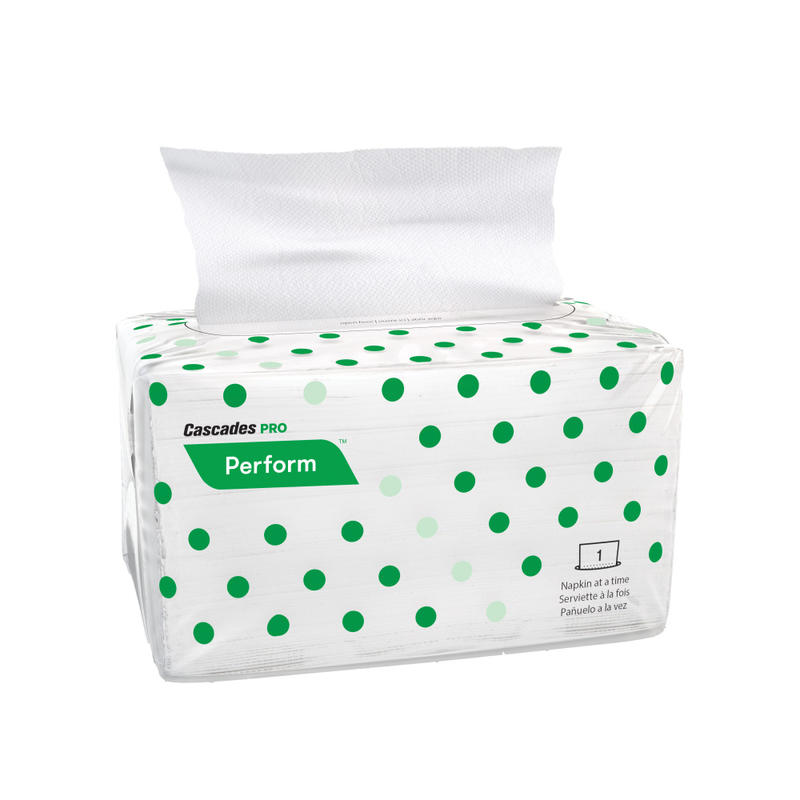 Cascades PRO Perform Interfold Napkins for Tandem, 1-Ply, White, Sleeve of 188 Napkins (Min Order Qty 17) MPN:T400