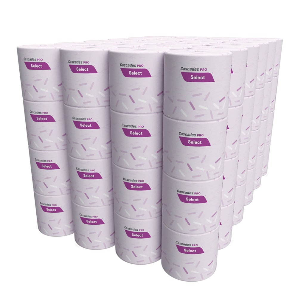 Cascades PRO Select Standard 1-Ply Bathroom Tissue, 4in x 3-1/4in, 100% Recycled, White, 1000 Sheets Per Roll, Pack Of 96 Rolls MPN:B152