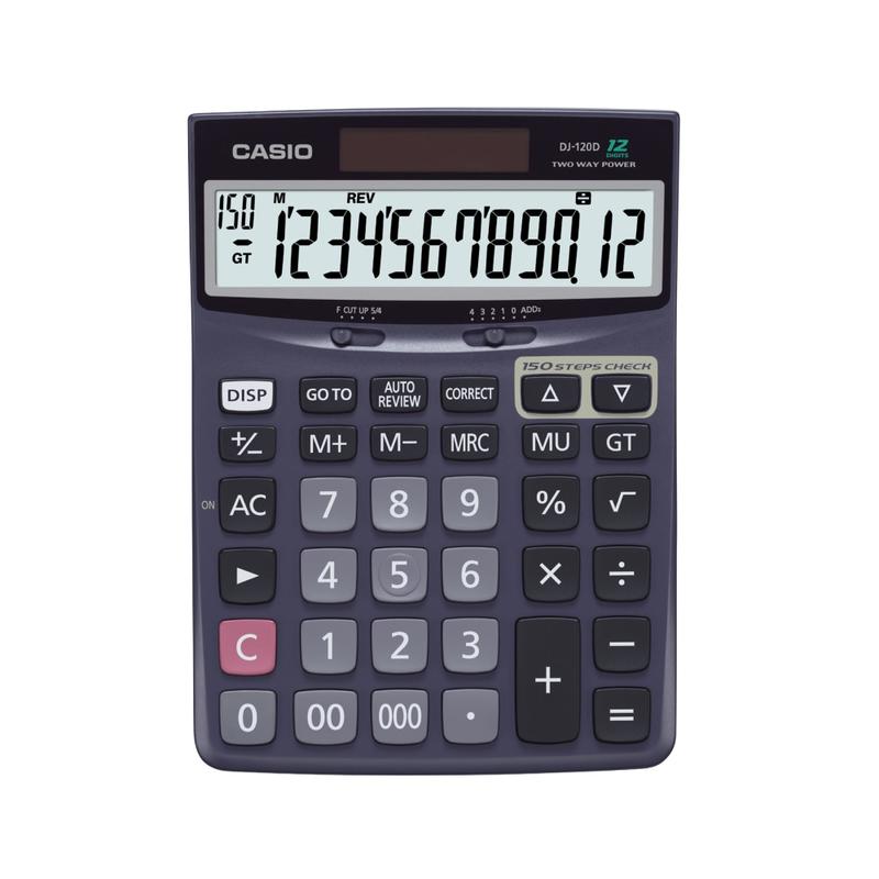 Casio Check & Correct Desk Calculator, 1.37in x 5.51in x 7.51in, Black, DJ120D MPN:DJ-120D