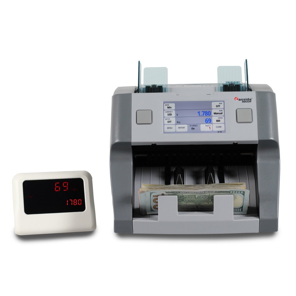 Cassida 8800R V2 USA Premium Bank-Grade Mixed Denomination Money Counter Machine, 11inH x 9-1/2inW x 10-7/16inD, Gray MPN:8800R V2