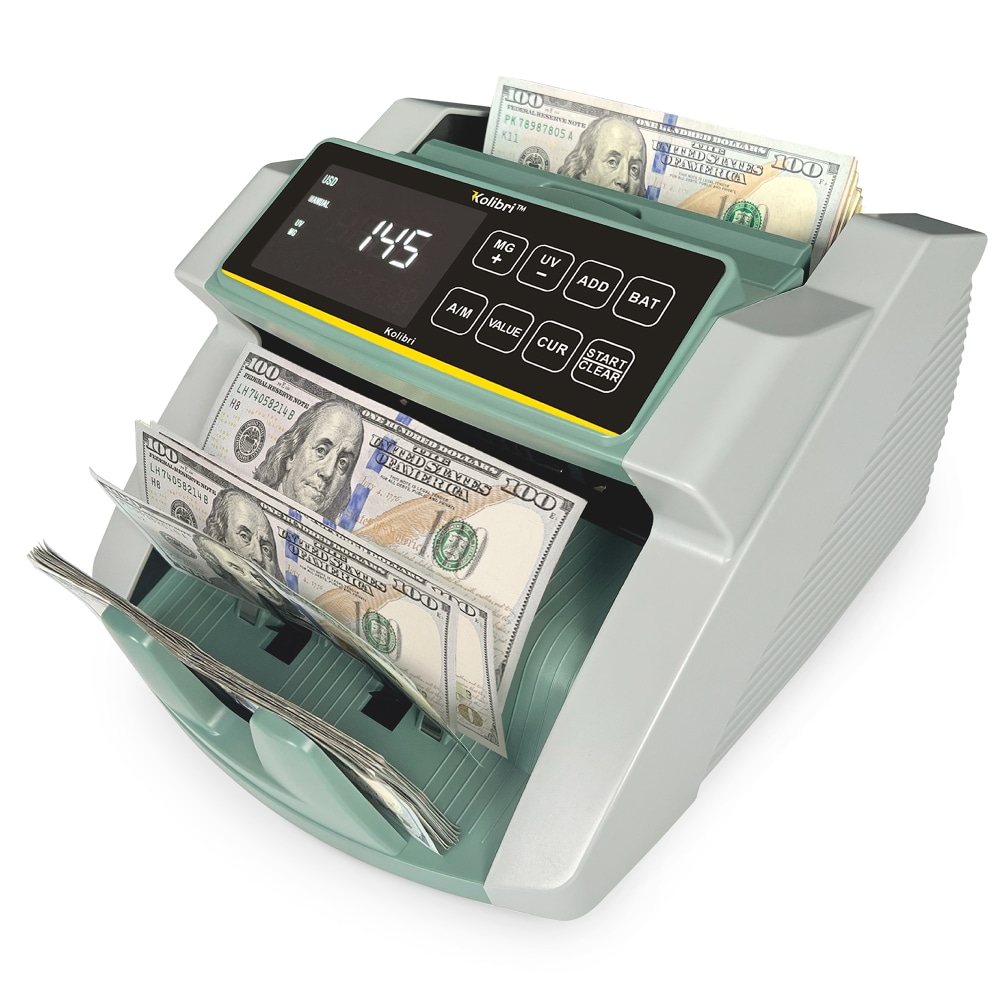 Kolibri Money Counter Machine With Advanced Fake Detection And LCD, 10inH x 7inW x 11inD, Black MPN:B-KOLIBRI