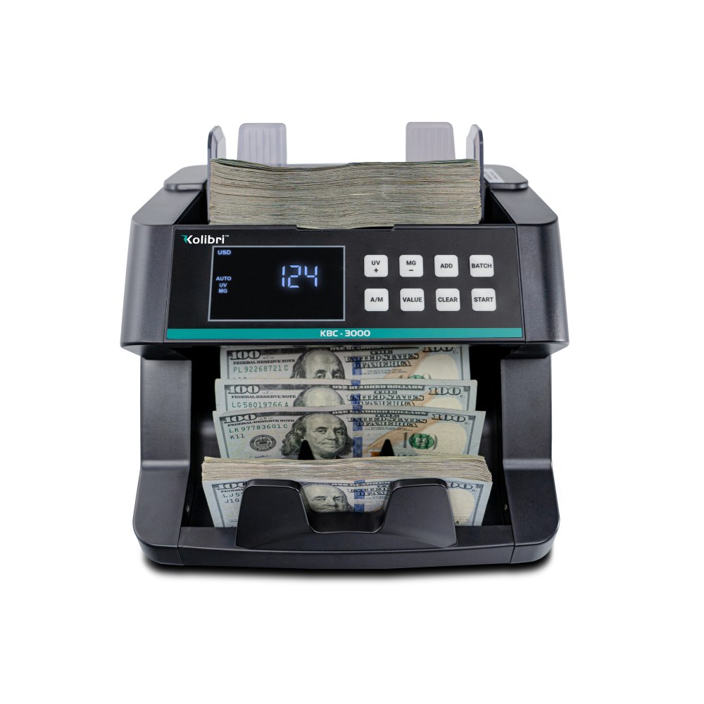 Kolibri KBC-3000 Top-Loading Bill Counter With Advanced Counterfeit Detection, 10-1/8inH x 10-1/4inW x 11-1/8inD MPN:KBC-3000