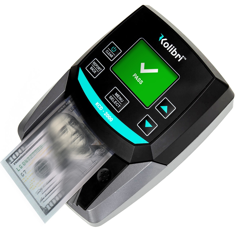 Kolibri KCD-2000 Advanced Counterfeit Bill Detector With 4-Way Bill Insertion, 5inH x 5inW x 5inD, Black/Gray MPN:KCD-2000