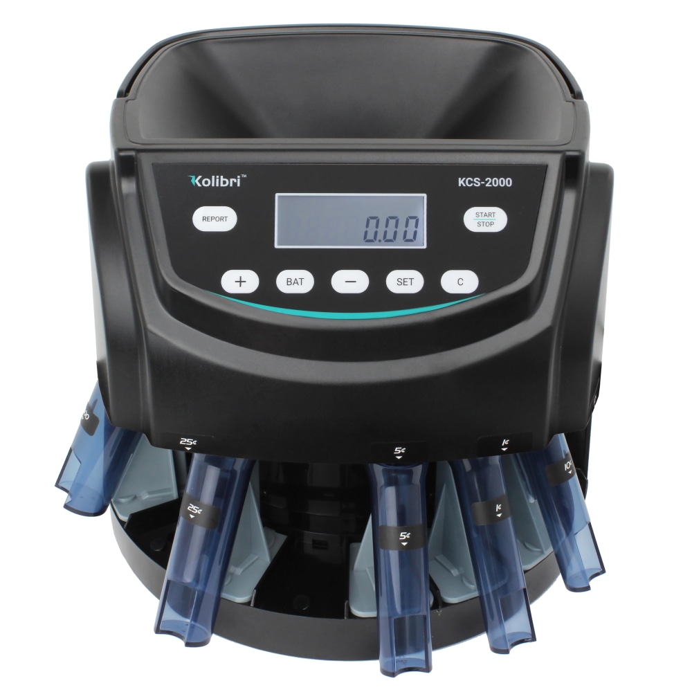 Kolibri KCS-2000 Business Grade Coin Counter, Sorter And Wrapper, 13-5/8inH x 10inW x 11-5/8inD, Black MPN:KCS-2000
