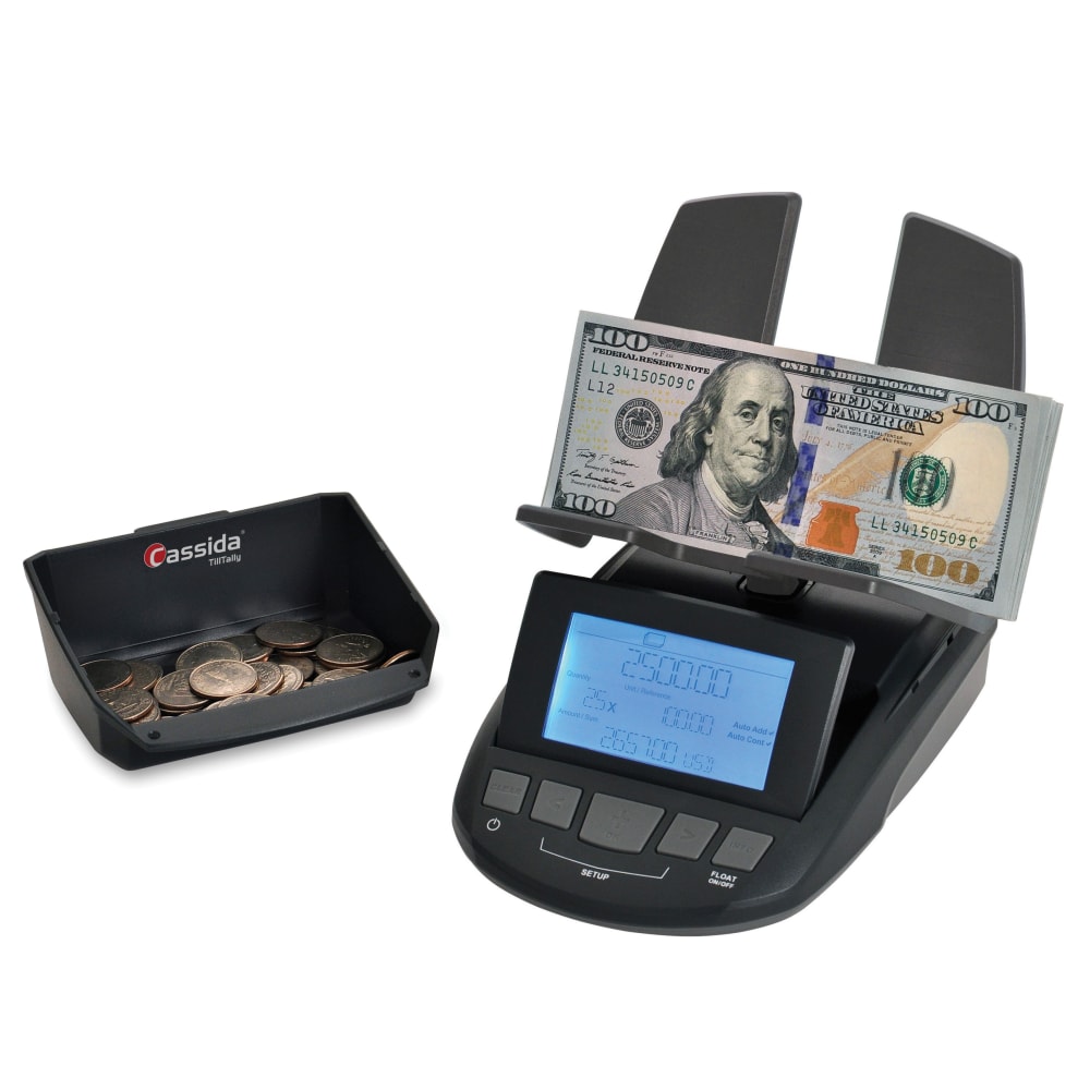 Cassida Till Tally Professional Money Counting Scale Bill Counter, 7-1/2inH x 4-13/16inW x 5-13/16inD, Black MPN:TILL TALLY