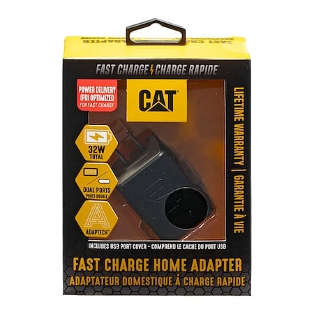 USB Charger, Black, Gray, 6.4 A, Type C MPN:CAT-AC2USB-PD