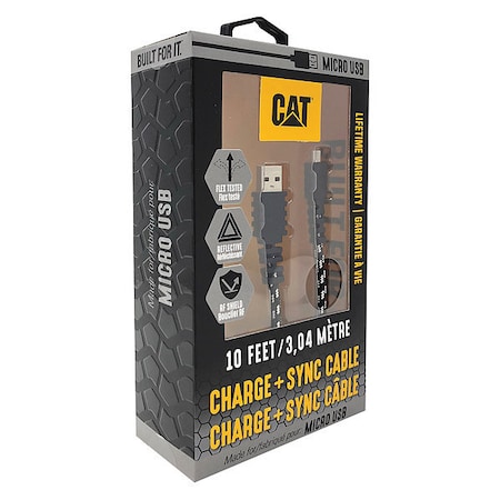 USB Cable, 2.0 Specification, 10 ft. L, Blk, Connector Type: A Male to B Micro Male MPN:CAT-USB-M