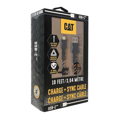 Reinforced USB Cable, Black, 10ft L MPN:CAT-USB-USBC