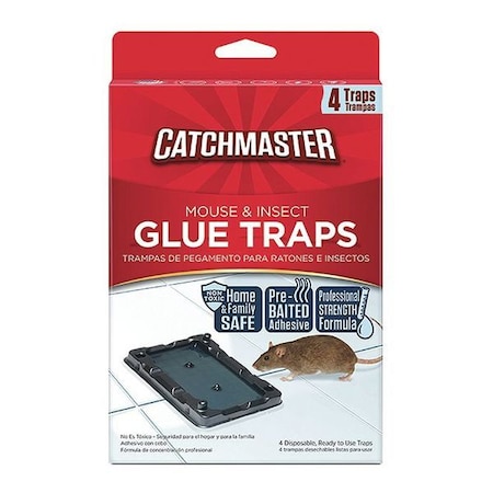 Mouse & Insect Glue Trap, 6 in W x 3-1/2 in H, Non-Toxic, PK 4 MPN:104