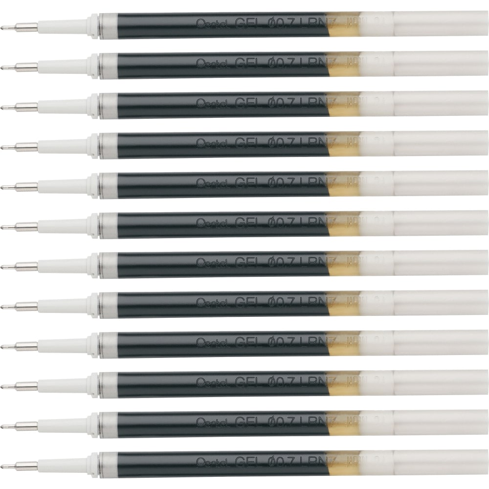 Pentel EnerGel Retractable Liquid Pen Refills, Medium Ballpoint, 0.70 mm, Black, Box Of 12 Refills MPN:LRN7ABX