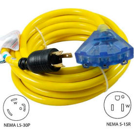 Conntek 20311-025 25' 30A Generator Locking Ext. Cord w/NEMA L5-30P to 5-15R3 Lighted End 20311-025