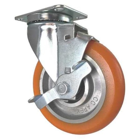 Swivel Stem Caster, w/Brake, Side Strap, 5