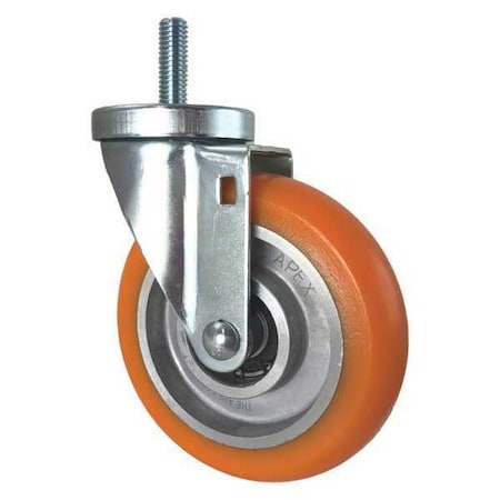 Swivel Stem Caster, Threaded, Orange, 5