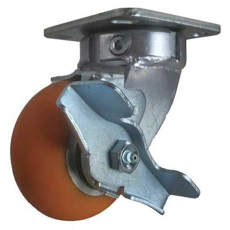Swivel Plate Caster, w/Brake, SideStrap, 4