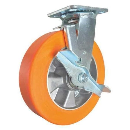 Swivel Plate Caster, w/Brake, SideStrap, 8