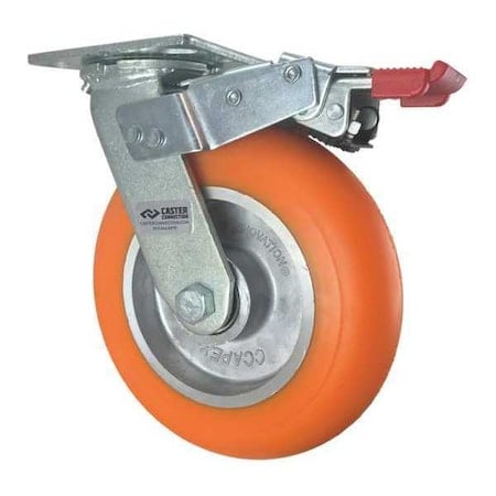Swivel Plate Caster, w/Brake, TotalLock, 8