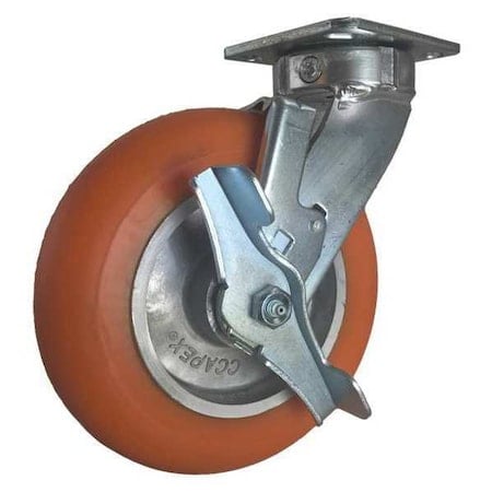 Swivel Plate Caster, w/Brake, SideStrap, 8