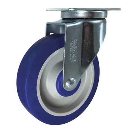 Swivel Plate Caster, Blue Rubber, 5