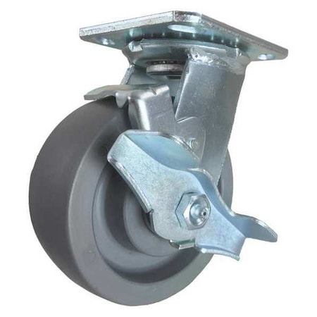 Swivel Plate Caster, w/Brake, SideStrap, 5