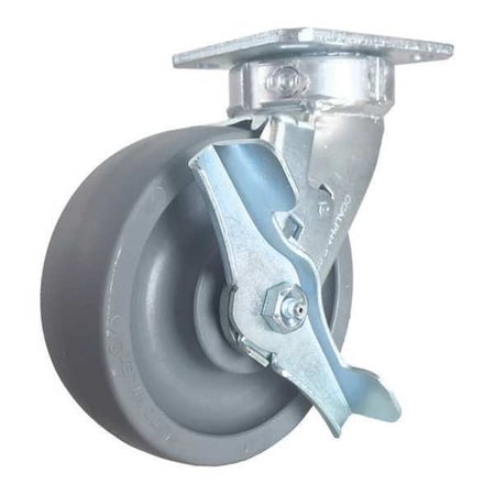 Swivel Plate Caster, w/Brake, SideStrap, 6