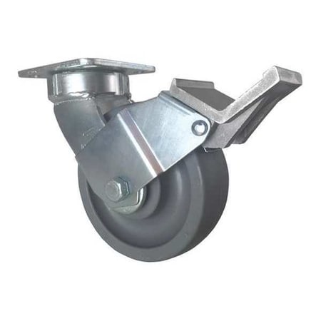 Swivel Plate Caster, w/Brake, Pedal, 6