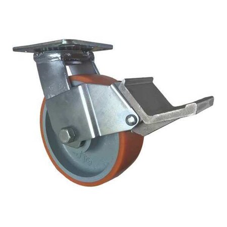 Swivel Plate Caster, w/Brake, Pedal, 6