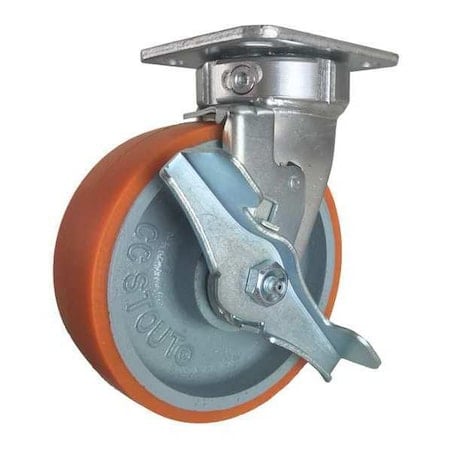 Swivel Plate Caster, w/Brake, SideStrap, 6