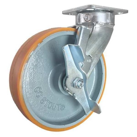 Swivel Plate Caster, w/Brake, SideStrap, 8