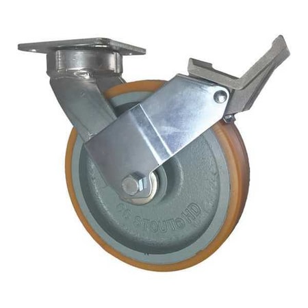 Swivel Plate Caster, w/Brake, Pedal, 8